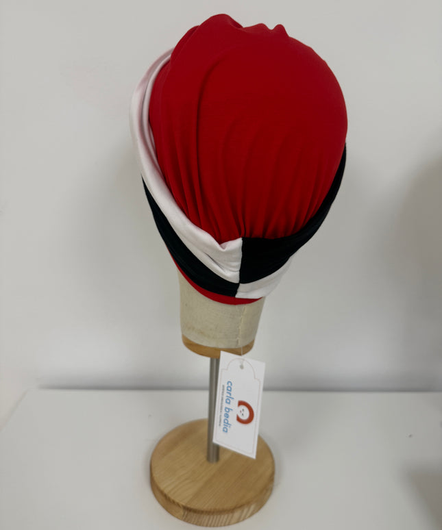 Pañuelo Oncológico Carla Bedia | Gala Tricolor Rojo Marino