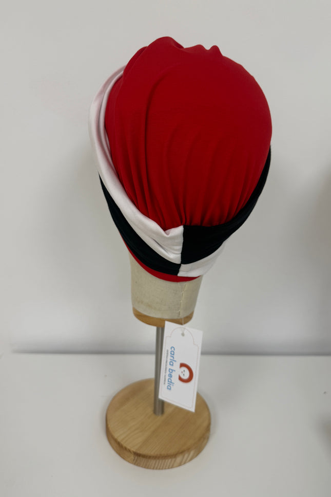 Pañuelo Oncológico Carla Bedia | Gala Tricolor Rojo Marino