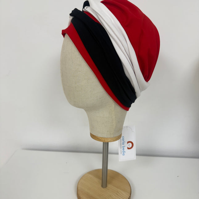 Pañuelo Oncológico Carla Bedia | Gala Tricolor Rojo Marino