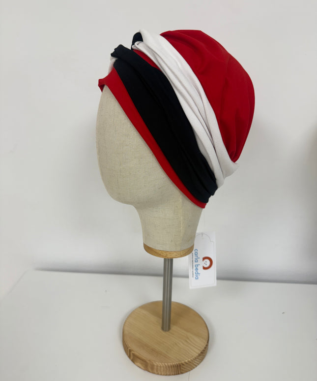 Pañuelo Oncológico Carla Bedia | Gala Tricolor Rojo Marino