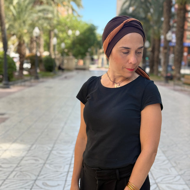 Pañuelo Oncológico Carla Bedia | Martina Chocolate Teja