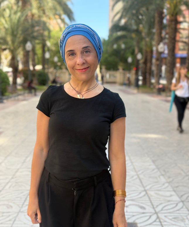 Pañuelo Oncológico Carla Bedia | Carlota Azul