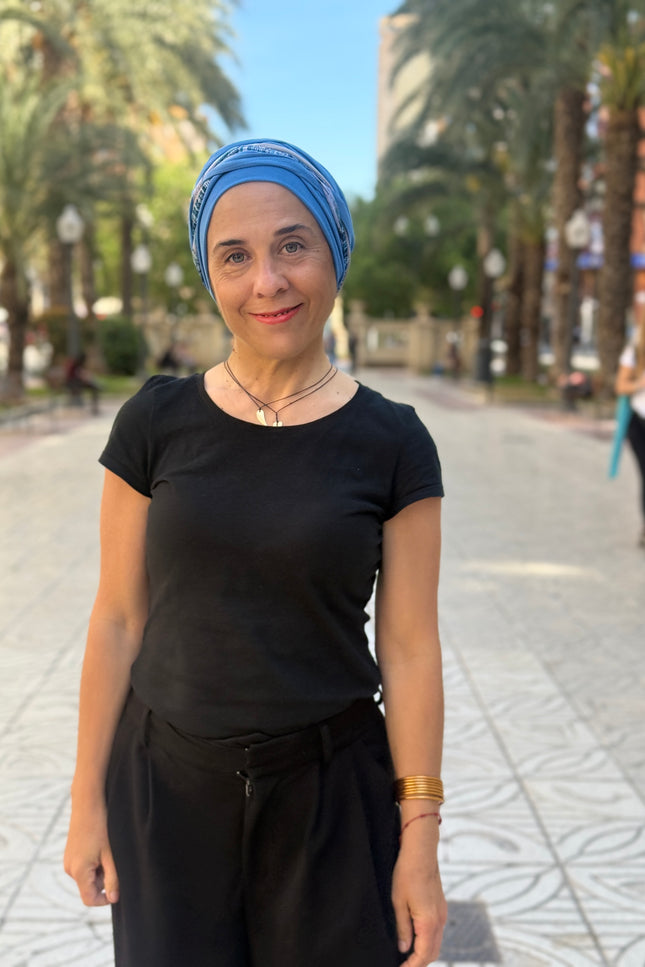 Pañuelo Oncológico Carla Bedia | Carlota Azul