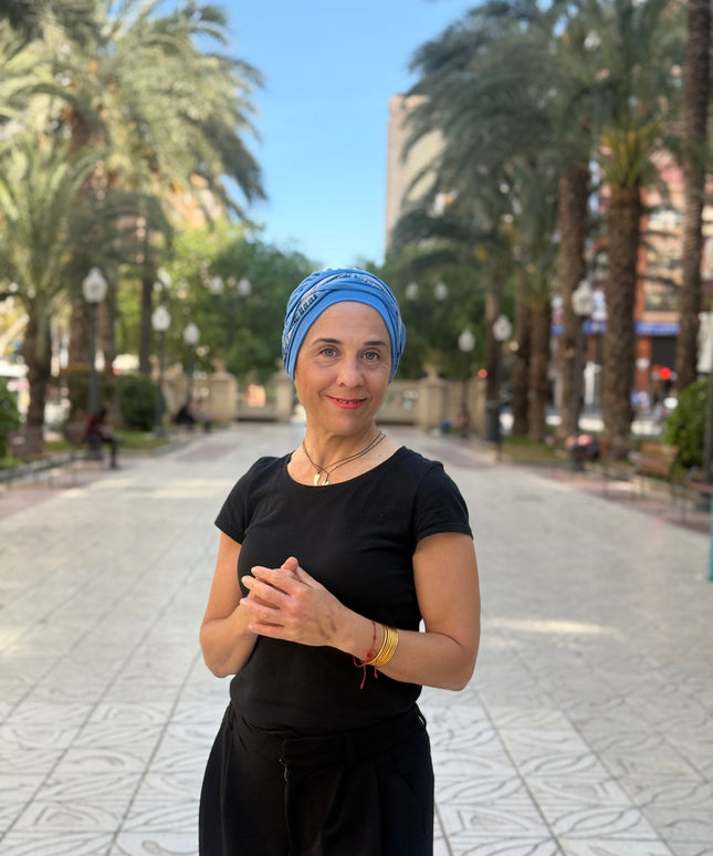 Pañuelo Oncológico Carla Bedia | Carlota Azul