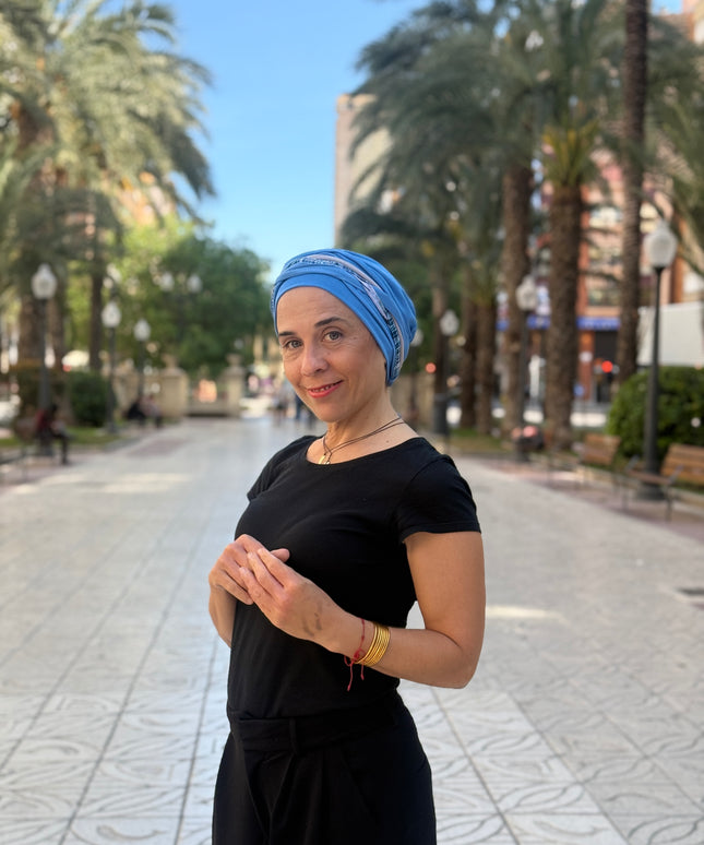 Pañuelo Oncológico Carla Bedia | Carlota Azul