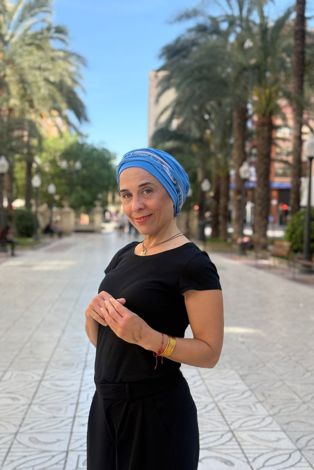 Pañuelo Oncológico Carla Bedia | Carlota Azul