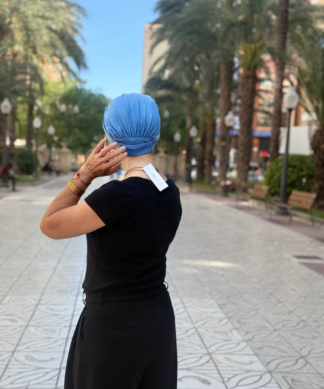 Pañuelo Oncológico Carla Bedia | Carlota Azul