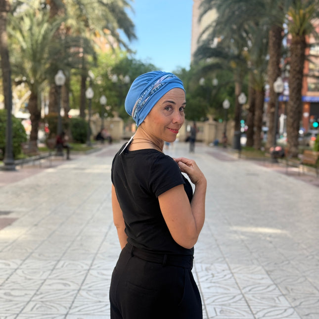 Pañuelo Oncológico Carla Bedia | Carlota Azul