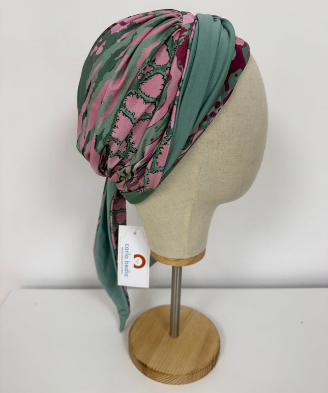 Pañuelo Oncológico Carla Bedia | Zoe Bambú Animal Pink Green