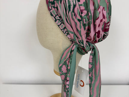 Pañuelo Oncológico Carla Bedia | Zoe Bambú Animal Pink Green