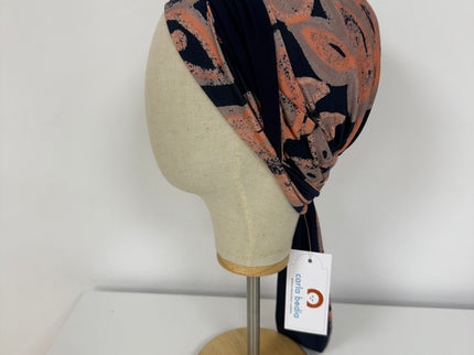 Pañuelo Oncológico Carla Bedia | Zoe Bambú Abstrac Coral Navy