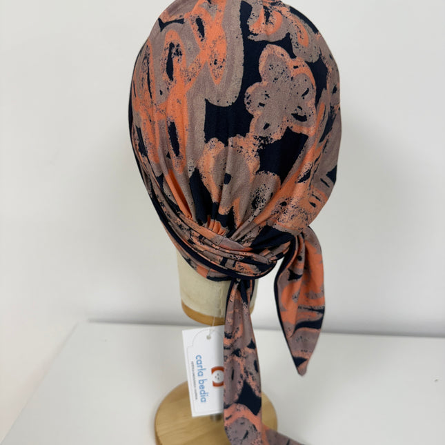 Pañuelo Oncológico Carla Bedia | Zoe Bambú Abstrac Coral Navy