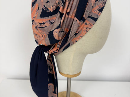 Pañuelo Oncológico Carla Bedia | Zoe Bambú Abstrac Coral Navy