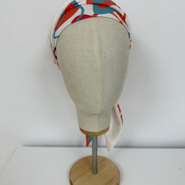 Pañuelo Oncológico Carla Bedia | Zoe Bambú Abstrac Coral Turquesa