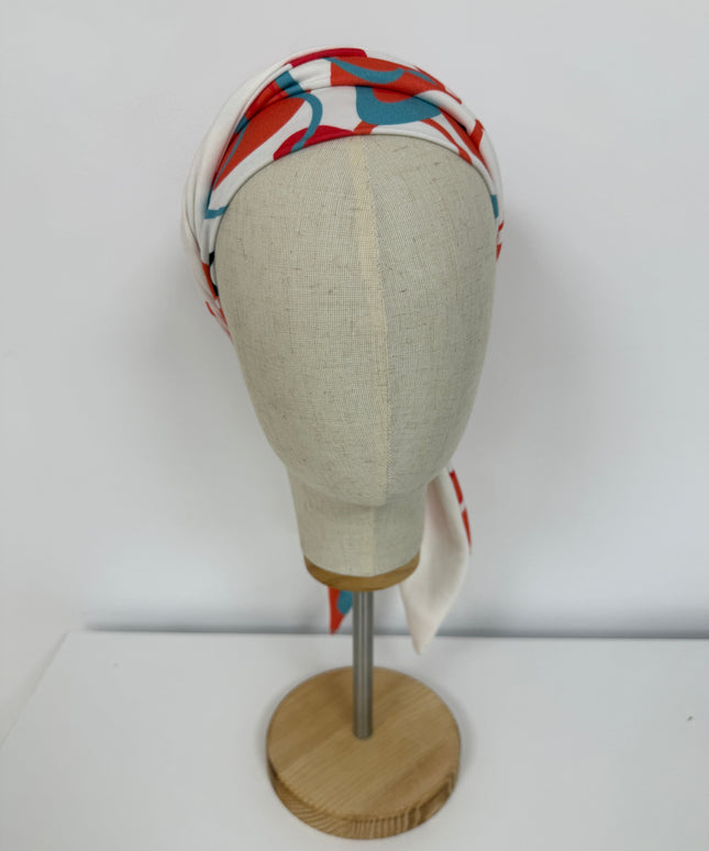 Pañuelo Oncológico Carla Bedia | Zoe Bambú Abstrac Coral Turquesa