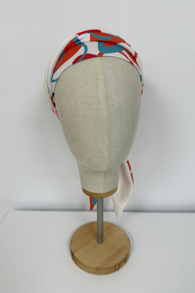 Pañuelo Oncológico Carla Bedia | Zoe Bambú Abstrac Coral Turquesa