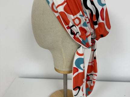 Pañuelo Oncológico Carla Bedia | Zoe Bambú Abstrac Coral Turquesa