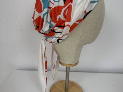 Pañuelo Oncológico Carla Bedia | Zoe Bambú Abstrac Coral Turquesa