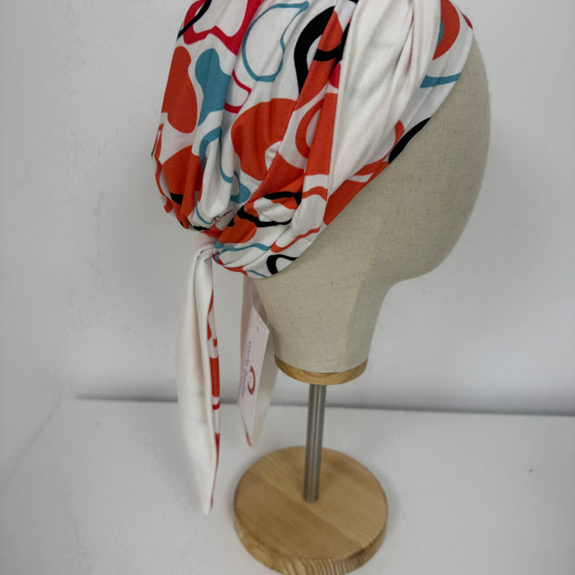 Pañuelo Oncológico Carla Bedia | Zoe Bambú Abstrac Coral Turquesa