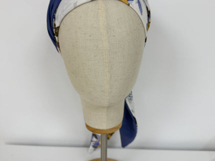 Pañuelo Oncológico Carla Bedia | Zoe Bambú Flores Azul Mostaza