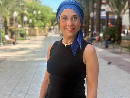 Pañuelo Oncológico Carla Bedia | Martina Azul Lavanda Marino