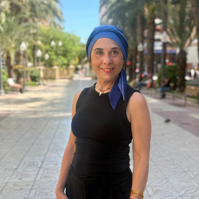 Pañuelo Oncológico Carla Bedia | Martina Azul Lavanda Marino
