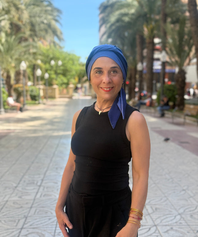 Pañuelo Oncológico Carla Bedia | Martina Azul Lavanda Marino