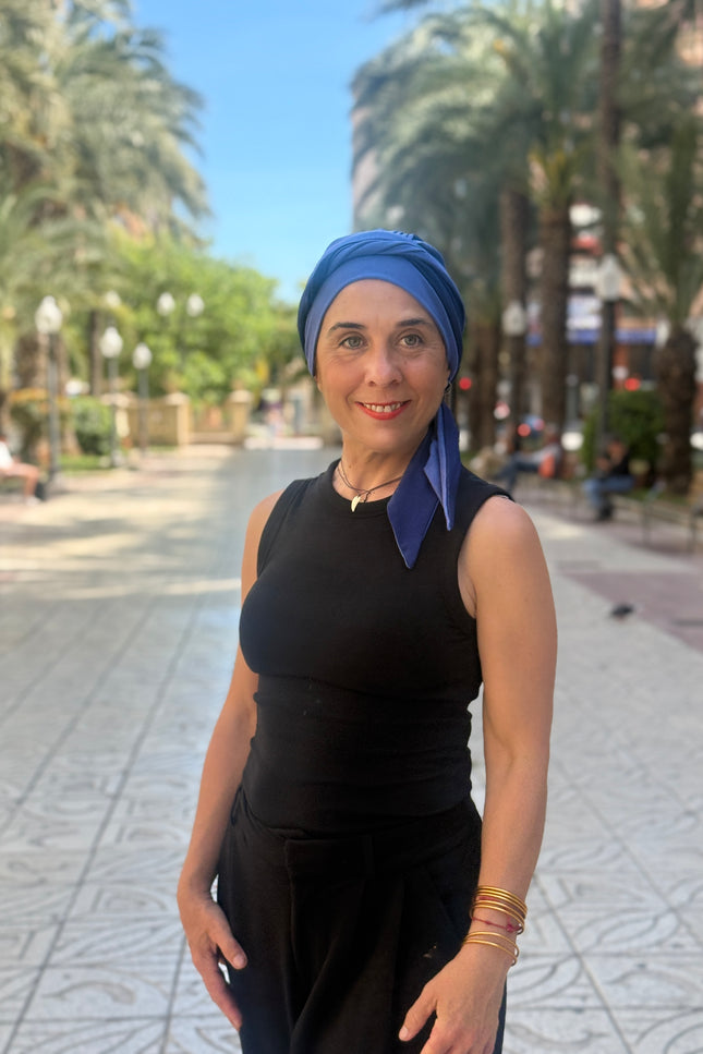Pañuelo Oncológico Carla Bedia | Martina Azul Lavanda Marino