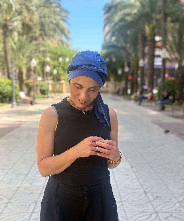 Pañuelo Oncológico Carla Bedia | Martina Azul Lavanda Marino