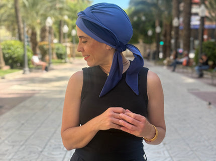 Pañuelo Oncológico Carla Bedia | Martina Azul Lavanda Marino