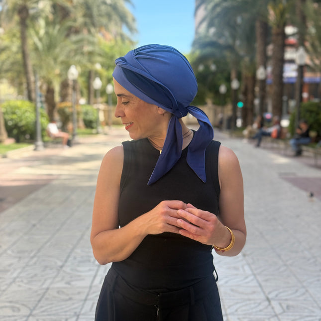 Pañuelo Oncológico Carla Bedia | Martina Azul Lavanda Marino