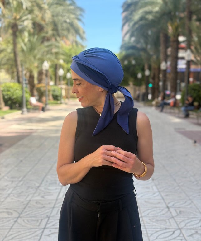 Pañuelo Oncológico Carla Bedia | Martina Azul Lavanda Marino