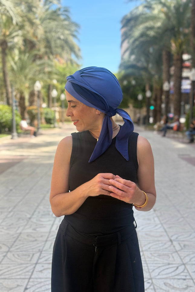 Pañuelo Oncológico Carla Bedia | Martina Azul Lavanda Marino