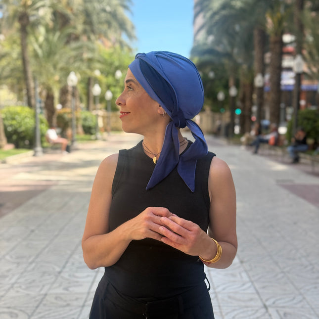 Pañuelo Oncológico Carla Bedia | Martina Azul Lavanda Marino