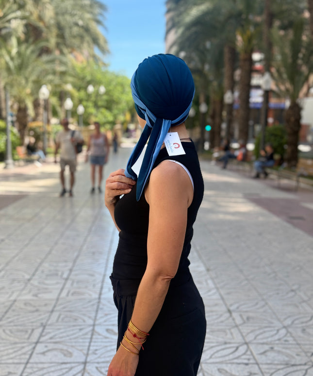 Pañuelo Oncológico Carla Bedia | Martina Azul Índigo