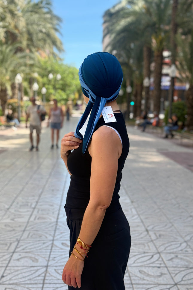 Pañuelo Oncológico Carla Bedia | Martina Azul Índigo