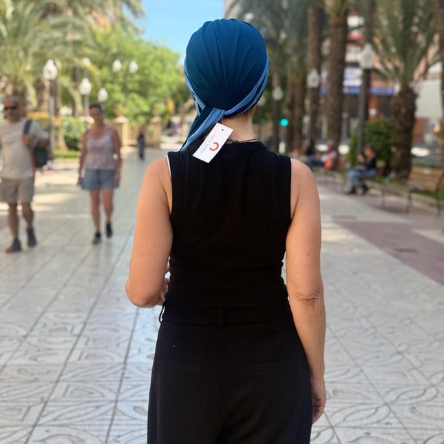 Pañuelo Oncológico Carla Bedia | Martina Azul Índigo