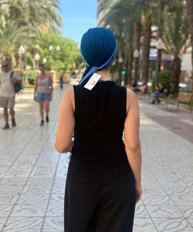 Pañuelo Oncológico Carla Bedia | Martina Azul Índigo