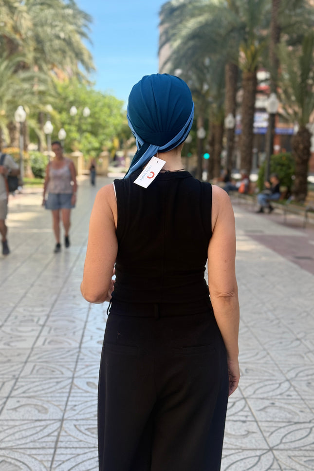 Pañuelo Oncológico Carla Bedia | Martina Azul Índigo