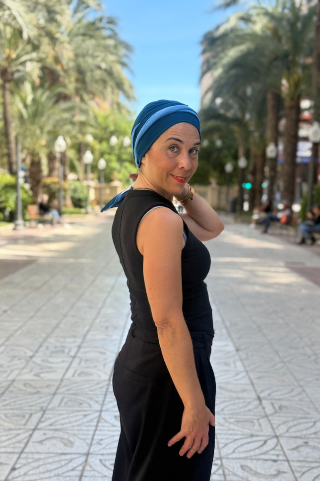 Pañuelo Oncológico Carla Bedia | Martina Azul Índigo