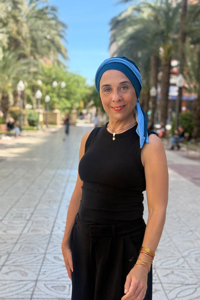 Pañuelo Oncológico Carla Bedia | Martina Azul Índigo
