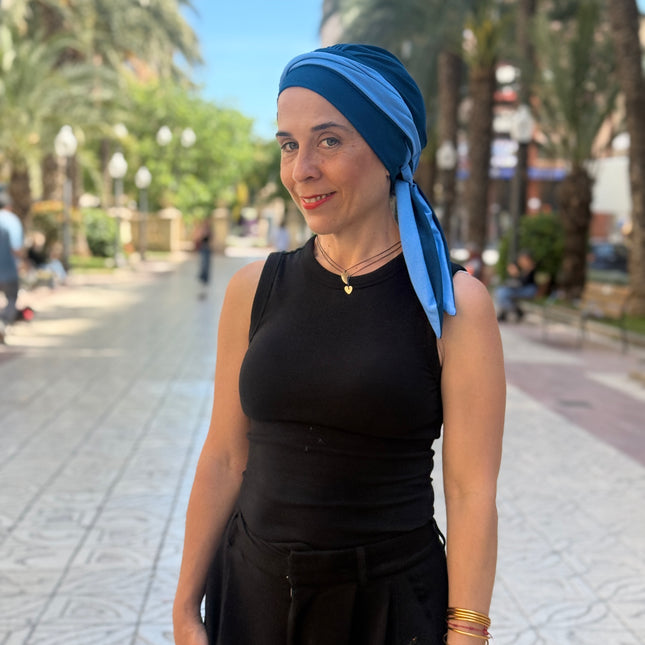 Pañuelo Oncológico Carla Bedia | Martina Azul Índigo