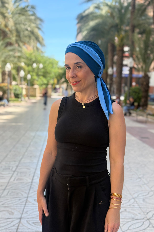 Pañuelo Oncológico Carla Bedia | Martina Azul Índigo