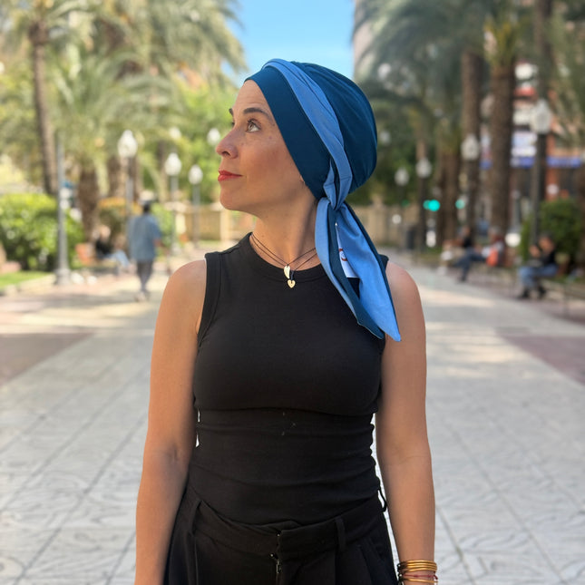 Pañuelo Oncológico Carla Bedia | Martina Azul Índigo