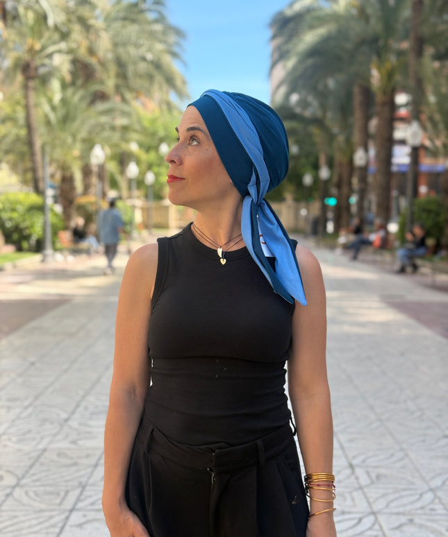 Pañuelo Oncológico Carla Bedia | Martina Azul Índigo