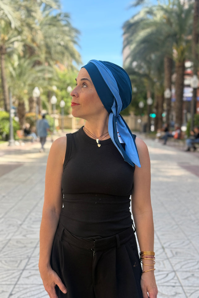 Pañuelo Oncológico Carla Bedia | Martina Azul Índigo