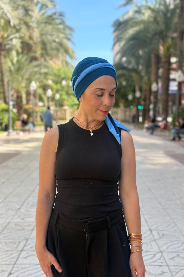 Pañuelo Oncológico Carla Bedia | Martina Azul Índigo