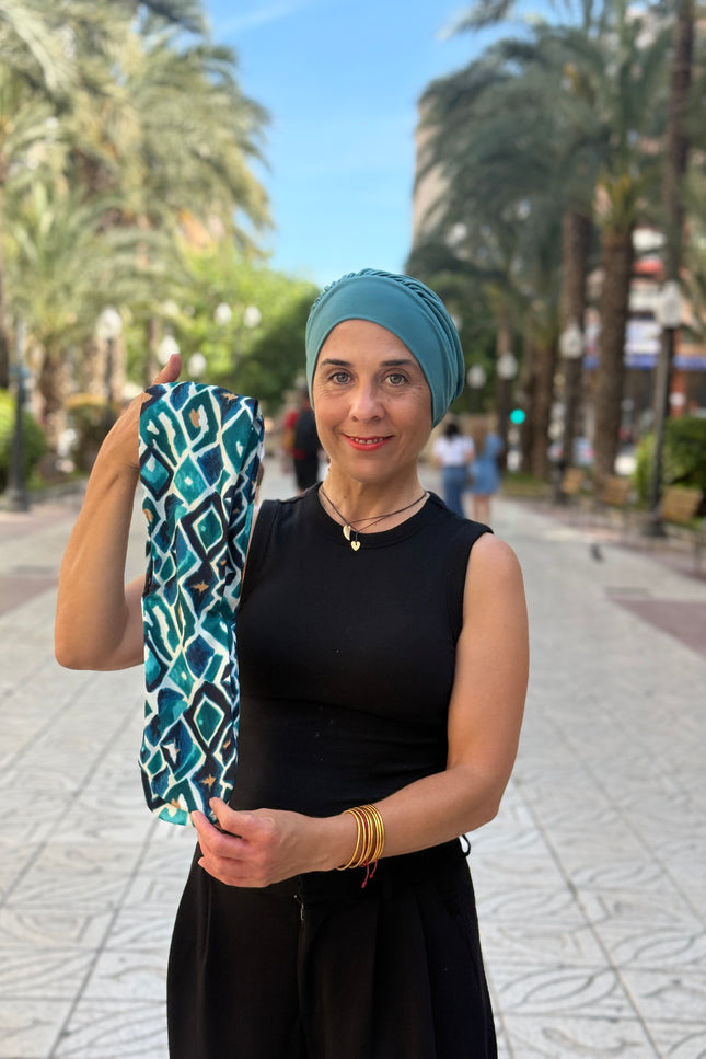 Pañuelo Oncológico Carla Bedia | Gala Azulejo