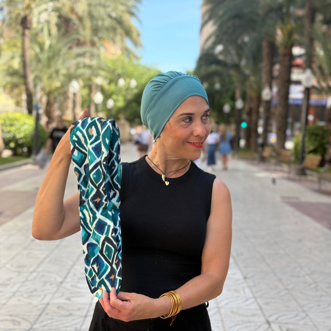 Pañuelo Oncológico Carla Bedia | Gala Azulejo