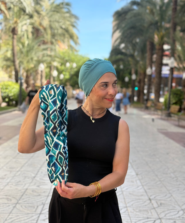 Pañuelo Oncológico Carla Bedia | Gala Azulejo